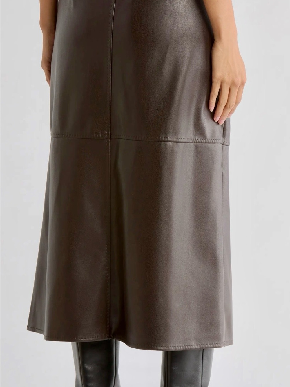 Alfani Black Faux-Leather Panel Midi Skirt